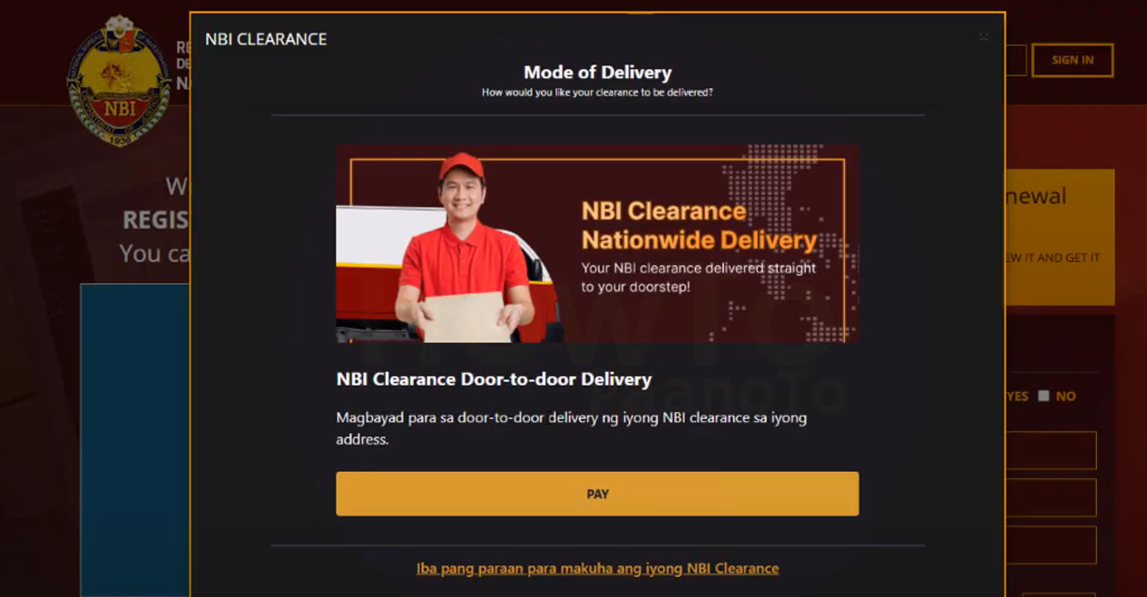Pay the fee and wait for SMS confirmation.